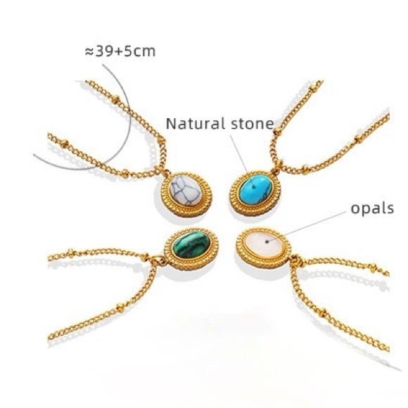 💎4 Necklaces For $59*Gemstone Necklaces*18K Gold Plated Turquoise Opal Howlite - Picture 4 of 8